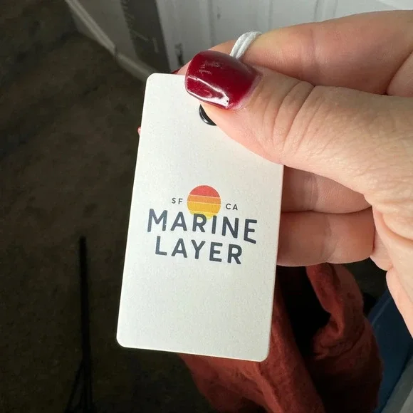 MARINE LAYER NWT Jamie Short Sleeve Mini Dress Barn Red Size Small Pockets - Picture 6 of 9